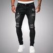 Jensen | Męskie Spodnie Slim Fit z Przetarciami | Luźny Krój