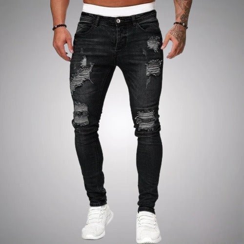 Jensen | Męskie Spodnie Slim Fit z Przetarciami | Luźny Krój