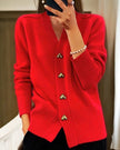 Adele - Stylowy kardigan z sercowym zapięciem Sweater Warschau Fashion Czerwony S