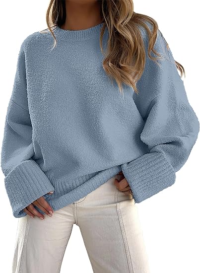 Sweter z Długim Rękawem i Okrągłym Wycięciem Hoodies & Sweatshirts Warschau Fashion Niebieski S