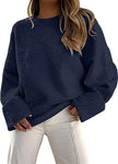 Sweter z Długim Rękawem i Okrągłym Wycięciem Hoodies & Sweatshirts Warschau Fashion Ciemnoniebieski S