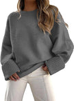 Sweter z Długim Rękawem i Okrągłym Wycięciem Hoodies & Sweatshirts Warschau Fashion Ciemnoszary S