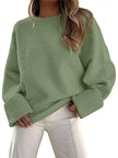 Sweter z Długim Rękawem i Okrągłym Wycięciem Hoodies & Sweatshirts Warschau Fashion Zielony S