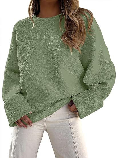Sweter z Długim Rękawem i Okrągłym Wycięciem Hoodies & Sweatshirts Warschau Fashion Zielony S