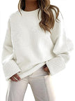 Sweter z Długim Rękawem i Okrągłym Wycięciem Hoodies & Sweatshirts Warschau Fashion Biały S