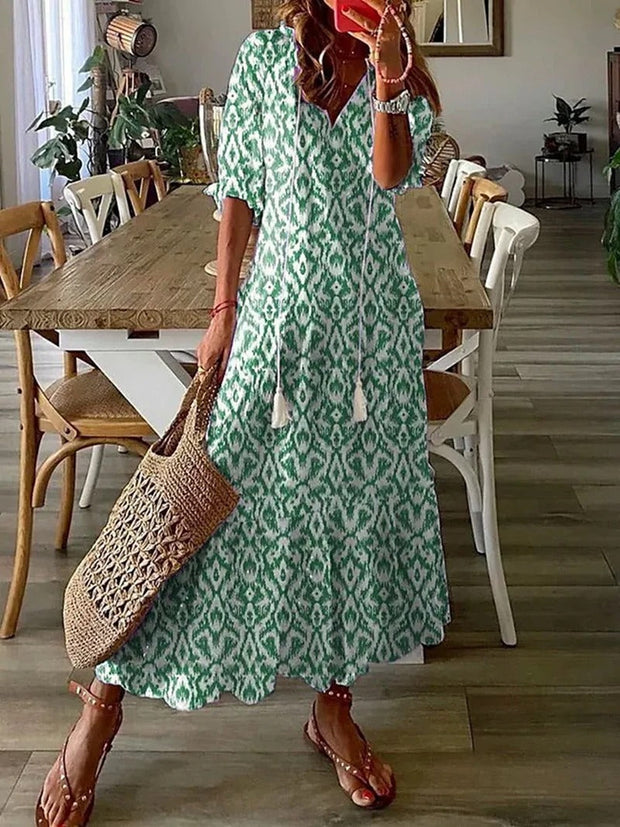 Anna | Sukienka Maxi Bohema Summer Dress Women Warschau Fashion Zielony S