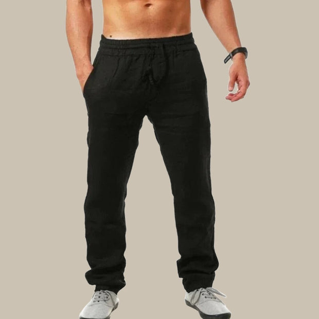 Otto – Męskie Lniane Spodnie Linio Pants Warschau Fashion Czarny Xs