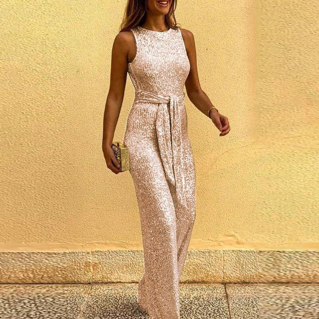 Stylowy damski kombinezon Women Jumpsuit Warschau Fashion Różowy S
